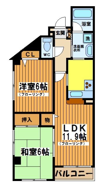 グランディつつじヶ丘 206号室 間取り