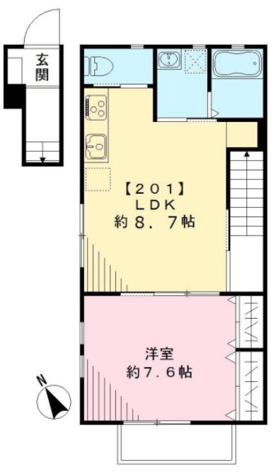 グレースケイ 201号室 間取り