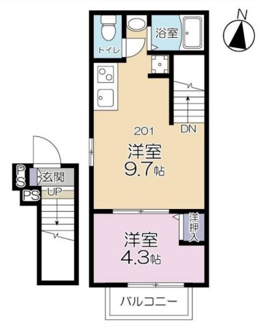 Le Ciel Bleu 201号室 間取り