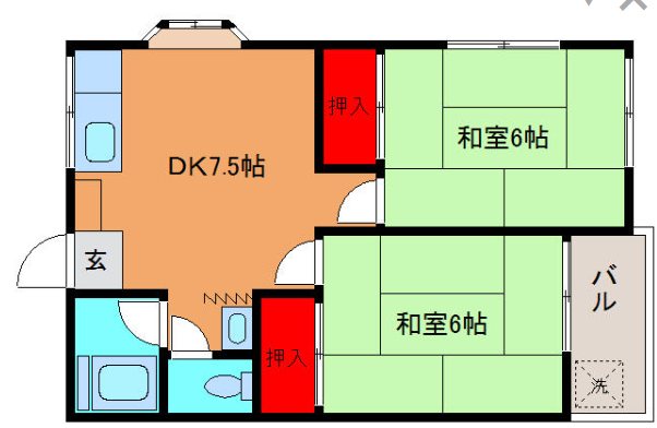 グリーンハイツ元木 201号室 間取り