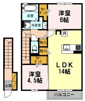 北野翠亭Ⅰ 203号室 間取り