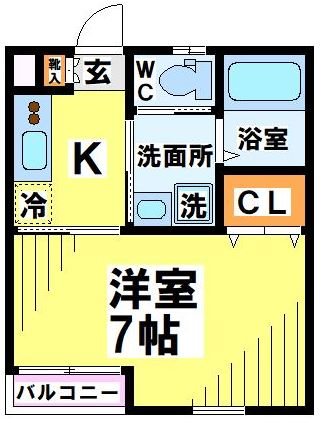 スカイリバー調布 102号室 間取り