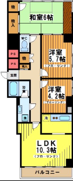 グランドール武戸野 601号室 間取り