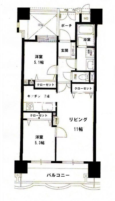 福岡県福岡市中央区清川１丁目 間取り