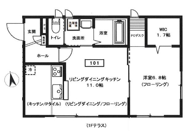 Forest三鷹（フォレストミタカ） 101号室 間取り