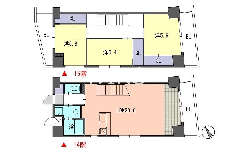 福岡県福岡市博多区住吉３丁目 間取り