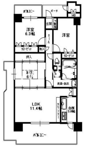 福岡県福岡市中央区平尾２丁目 間取り