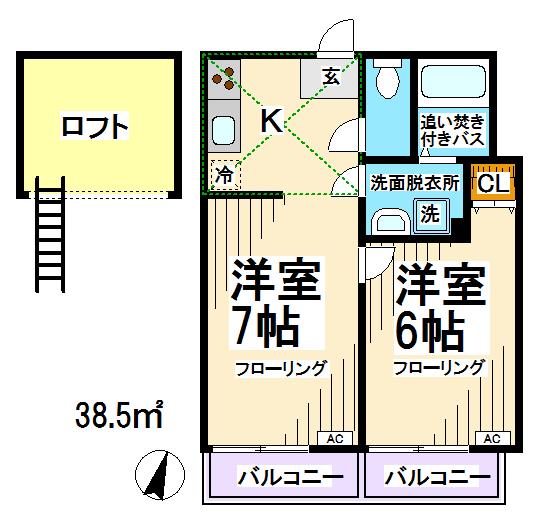 フラットハナタキ 間取り