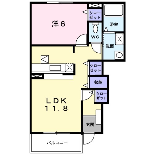 ハピネス　Ｂ 103号室 間取り