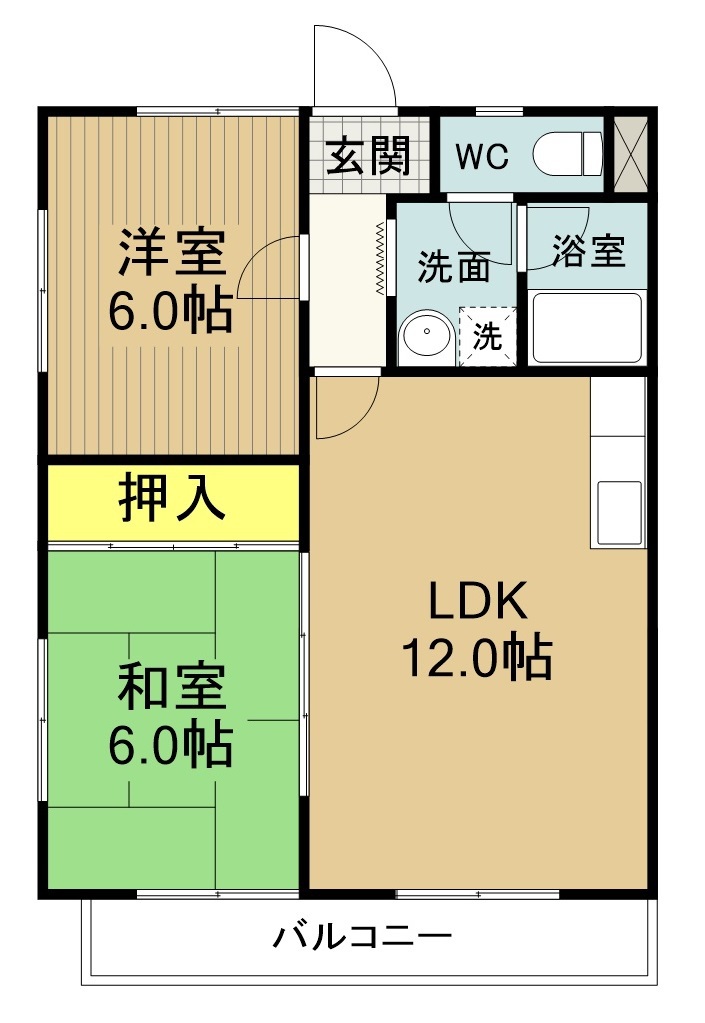 三ッ葉荘 205号室 間取り