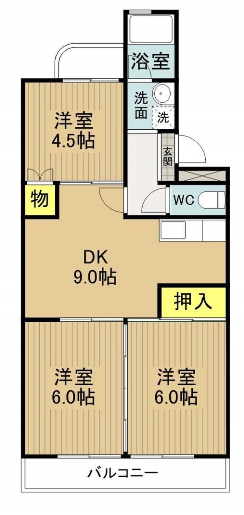 サンライフ六名 305号室 間取り