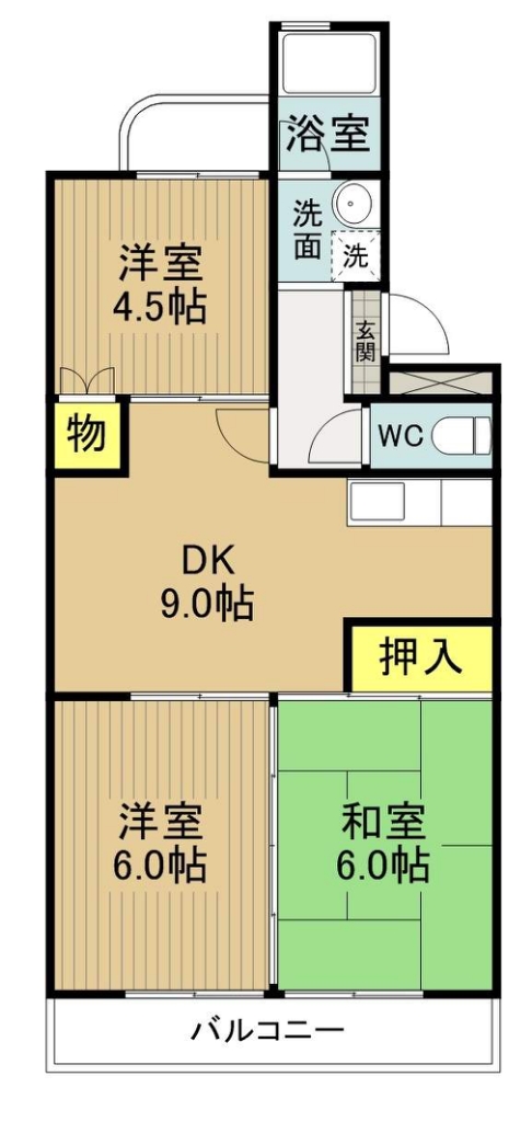 サンライフ六名 305号室 間取り