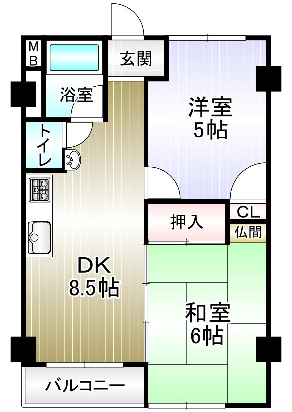 泉ヶ丘コーポラスＢ棟 間取り図