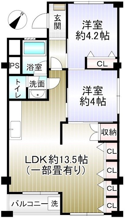 泉ヶ丘コーポラスＢ棟 間取り図