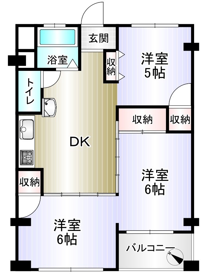 泉ヶ丘コーポラスＢ棟 間取り図