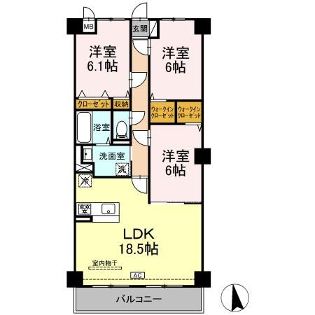 グランヴェールにしすな 間取り