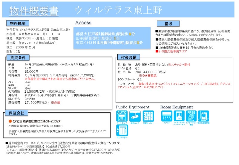ウィルテラス東上野 その他