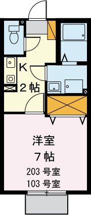 プリシェールtsubaki 203号室 間取り