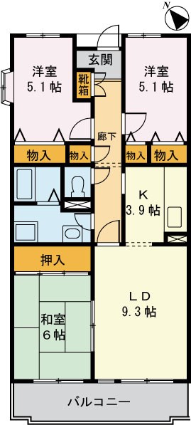 ルミエール高幡 201号室 間取り