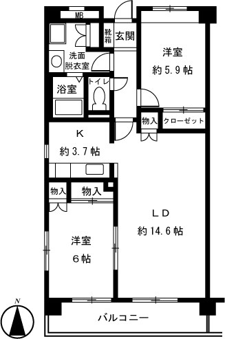 ペルシャモン上水 505号室 間取り