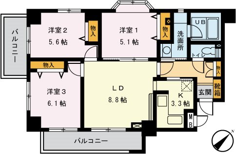 ユーキャッスル 201号室 間取り