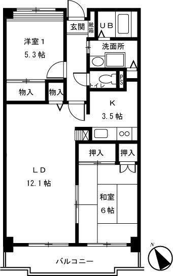 リヴィエール一橋学園 202号室 間取り