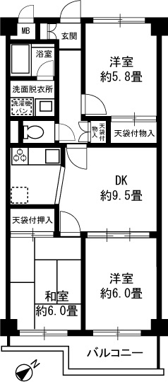 むつみ・エンゼルハイムつつじヶ丘 505号室 間取り