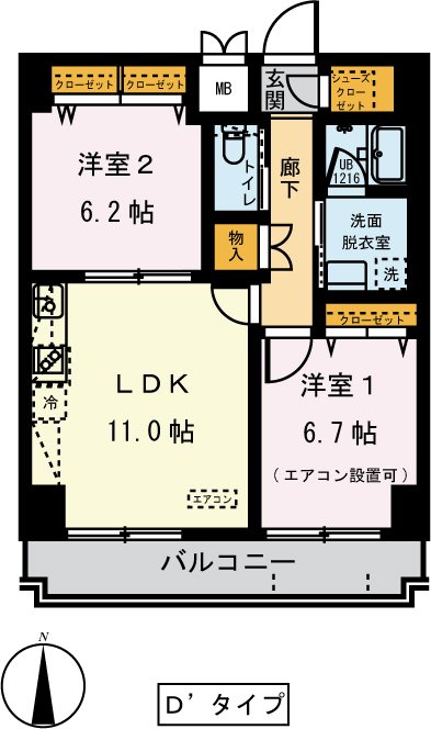 ドムス常盤 607号室 間取り