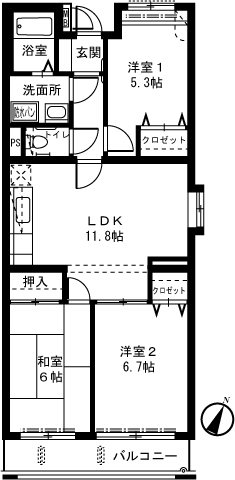ライネスハイムⅡ 301号室 間取り