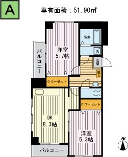 グリーンパーク住吉 601号室 間取り