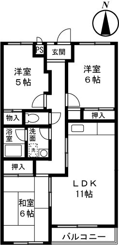 メゾンビューラー 301号室 間取り