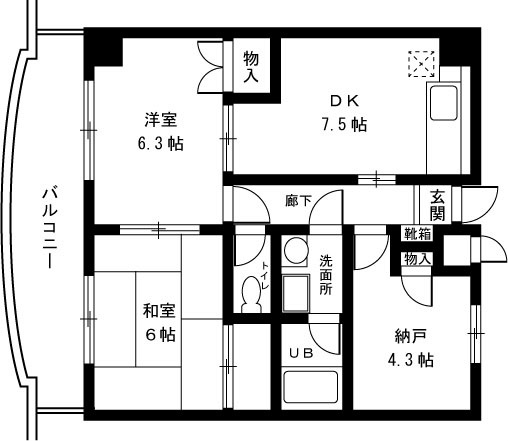 シュロス工藤 303号室 間取り