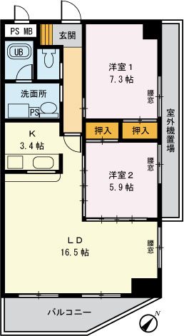 エクセレンス梶ヶ谷 302号室 間取り