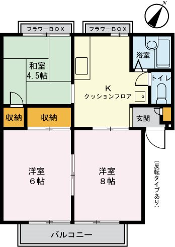 ジュネス十日市場Ａ棟 105号室 間取り