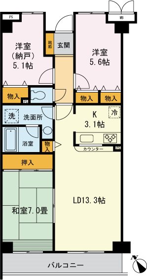 グレース柴又 403号室 間取り