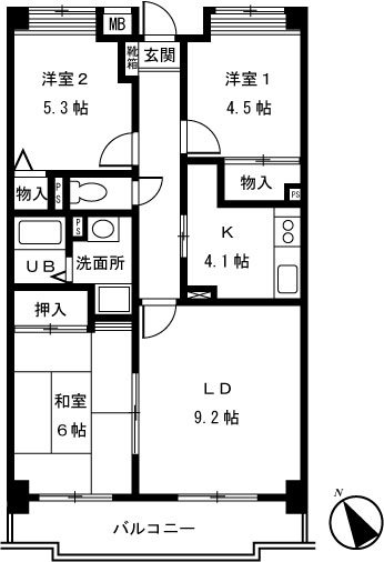 リヴィエール一橋学園 207号室 間取り