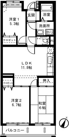 ライネスハイムⅡ 303号室 間取り