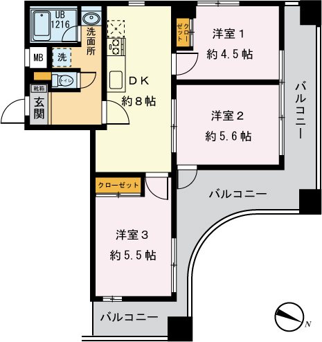 エミネンスアビス 302号室 間取り