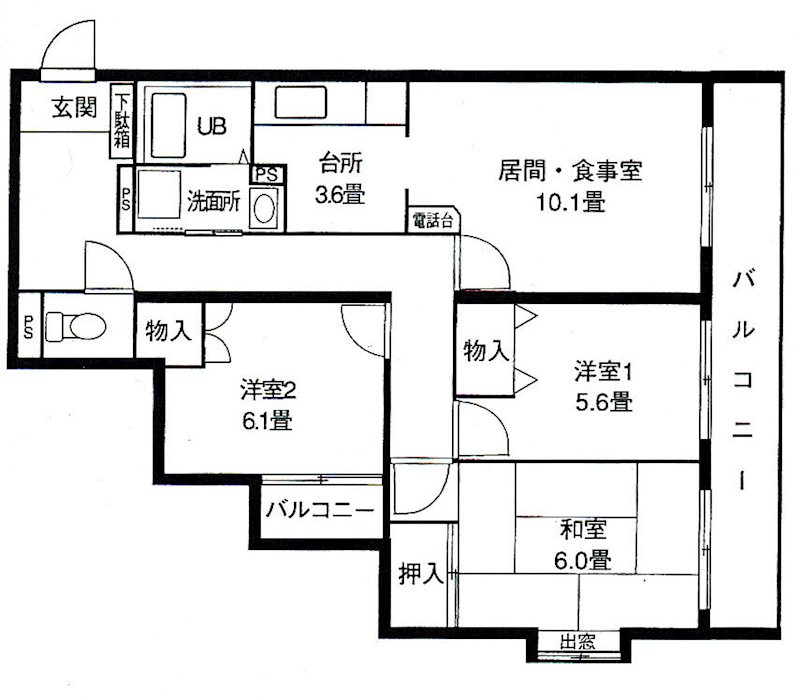 アビオン多摩川 105号室 間取り