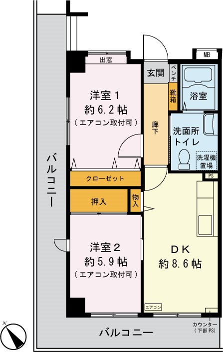 サンリーフ保土ヶ谷 305号室 間取り