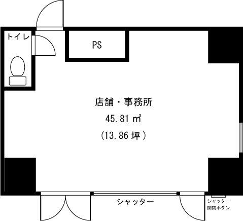 アーバンハイツ土志田 1F－E店舗号室 間取り