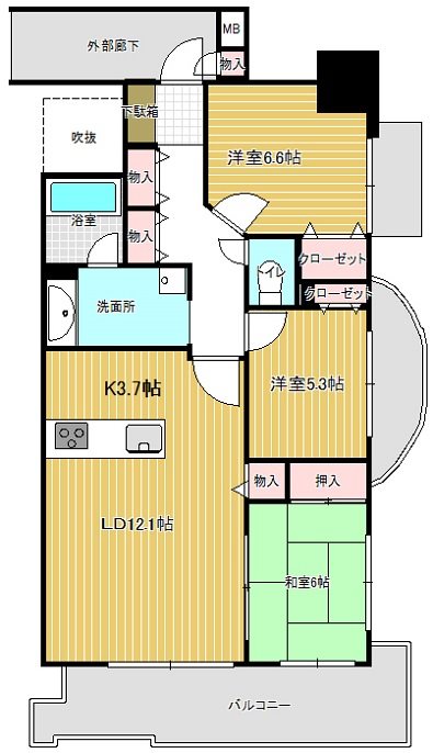 パティオタワー大宮 901号室 間取り