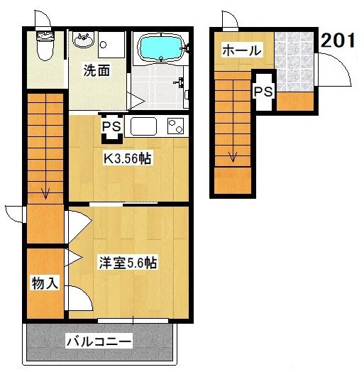 Glace Rive (グラース リーブ） 201号室 間取り