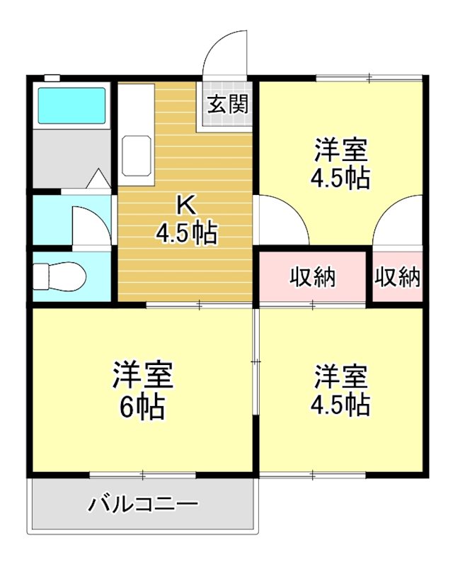 波奈コーポ 206号室 間取り