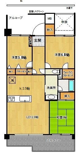 パティオタワー大宮 602号室 間取り