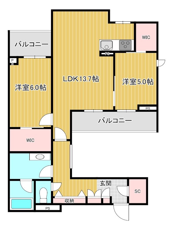 グリナージュ 201号室 間取り