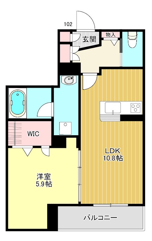 シャルマン　レジデンス 102号室 間取り