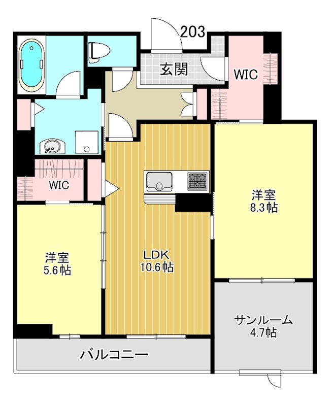 グランメゾン 203号室 間取り