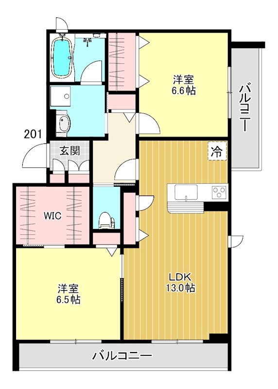 アルカディア宮原 201号室 間取り
