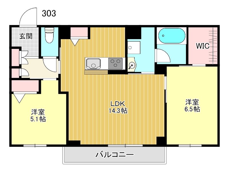 ブルーム 303号室 間取り